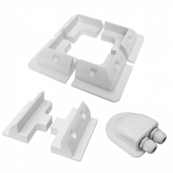 Solar Panel Mounting Set With Corner Brackets, Side Brackets And A Waterproof Cable Gland