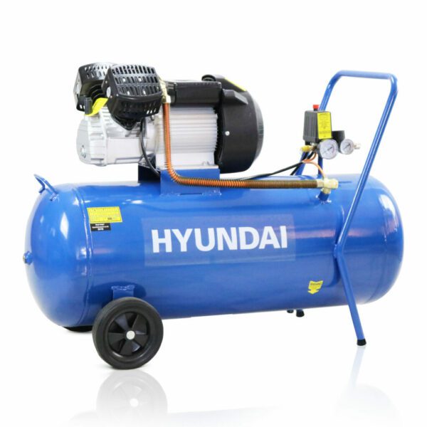 Hyundai 100 Litre Air Compressor, Silenced, V Twin, Direct Drive - 14CFM, 3HP - HY30100V